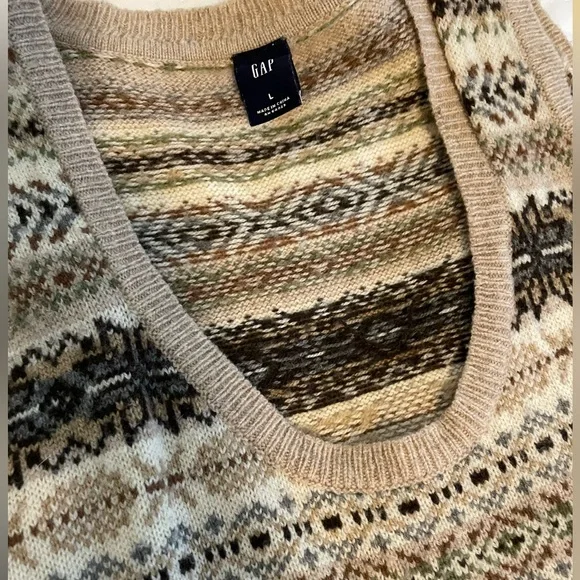 2000s Gap Fair Isle Sweater Vest, 100% wool; Read Measurements! - Picture 2 of 7